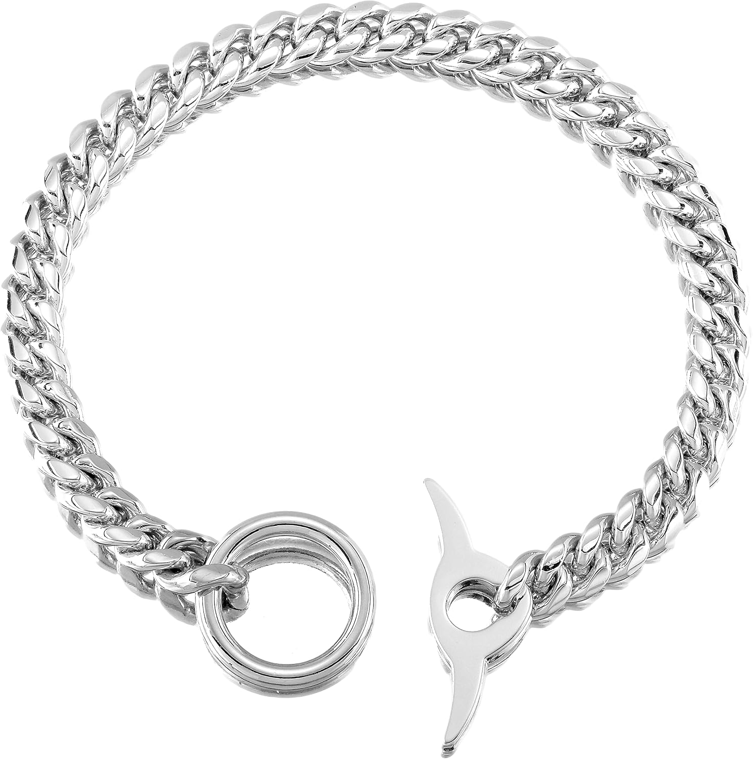 Dog Chain Collar High Polished Cuban Link Chain 10MM Strong Heavy Duty Chew Proof Adjustable Training Walking Collar with Toggle Clasp…