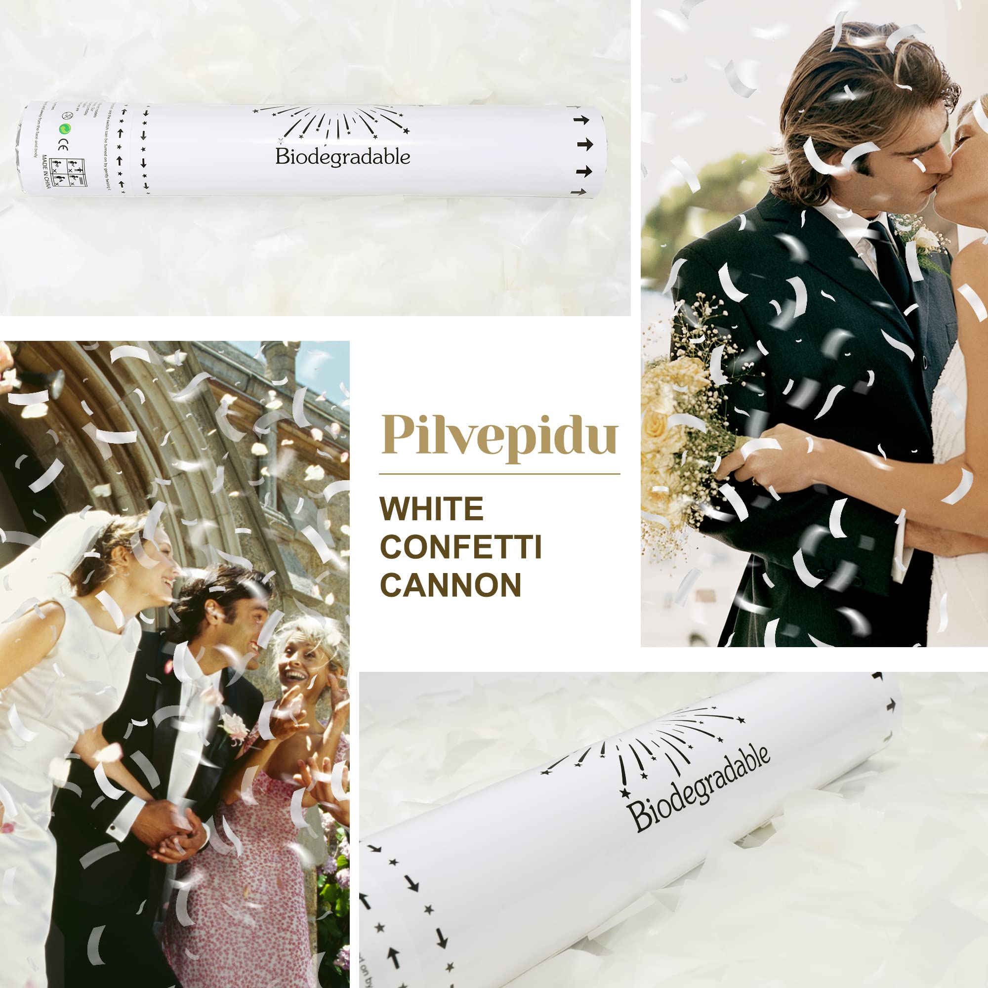 White RICE Paper Confetti Cannon - 16\, image size:2000x2000