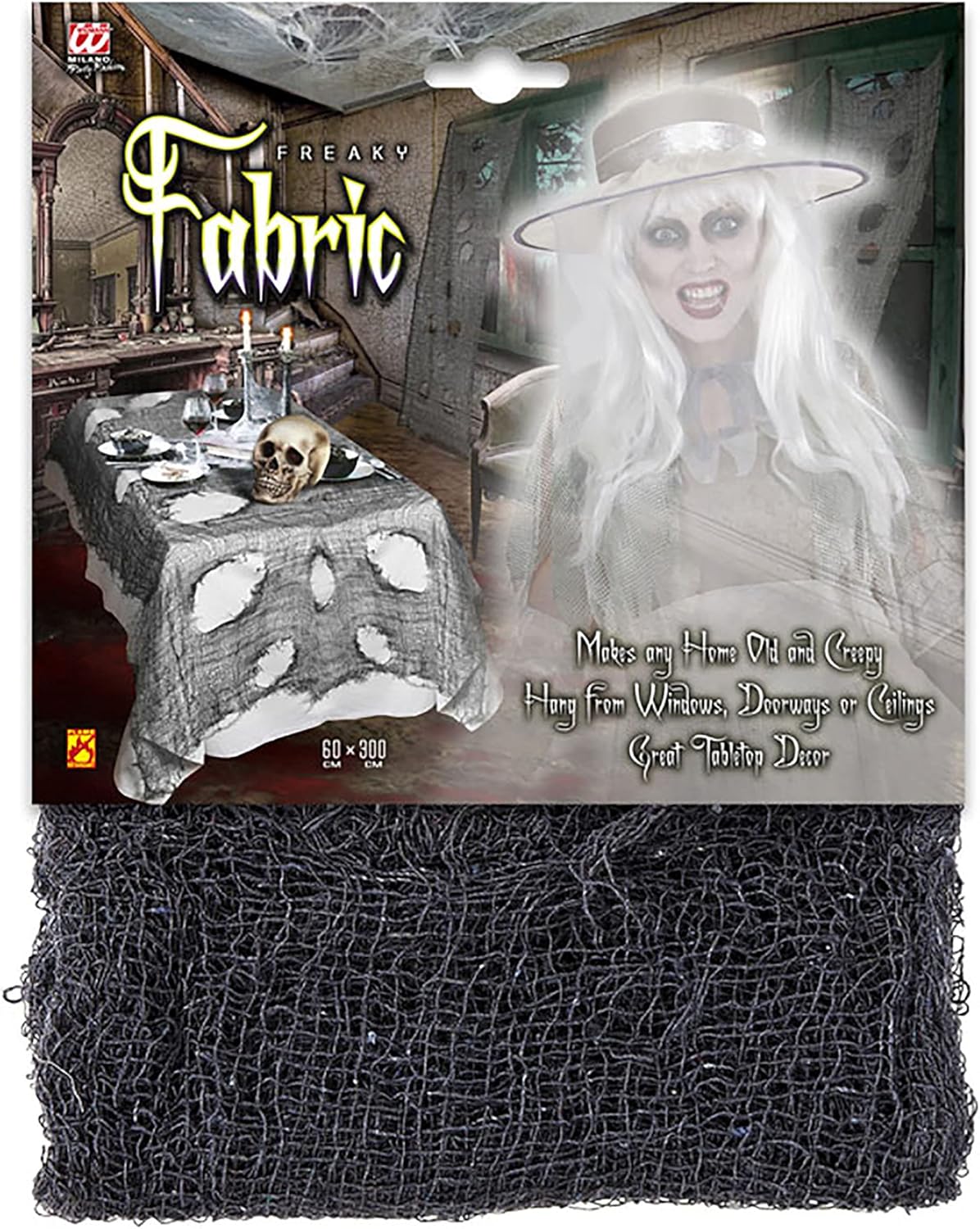 WIDMANN 01377, Decorative Fabric Horror, Dark, Gothic, Dia De Los Muertos, Ghosts, Vampires, Halloween, Carnival