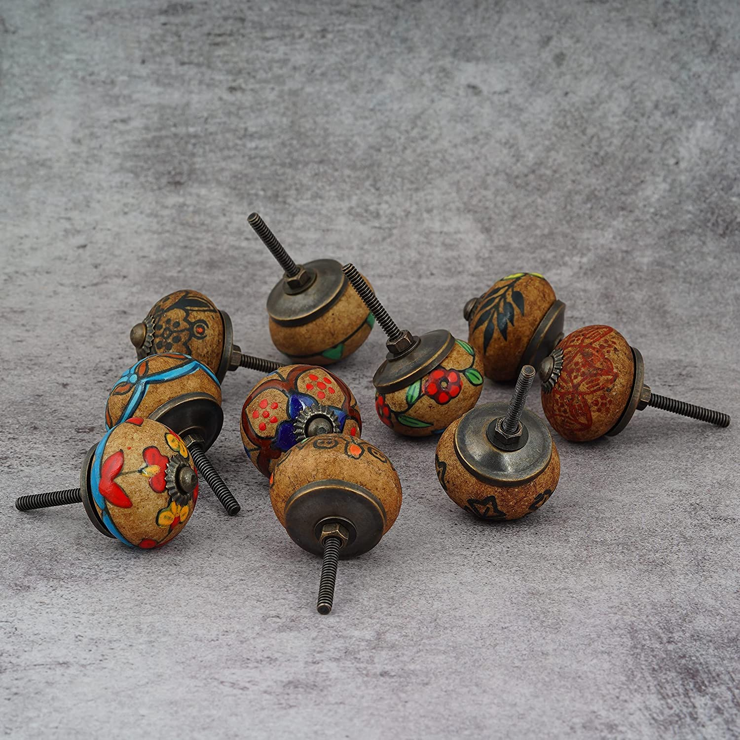 Craft Trade Marrone Pomelli Delle Porte Pomello per Porta Dell'armadio Boho Ceramica Antica Tira le Hardware Manopole per Mobili da Cucina e Mobili- Set da 30