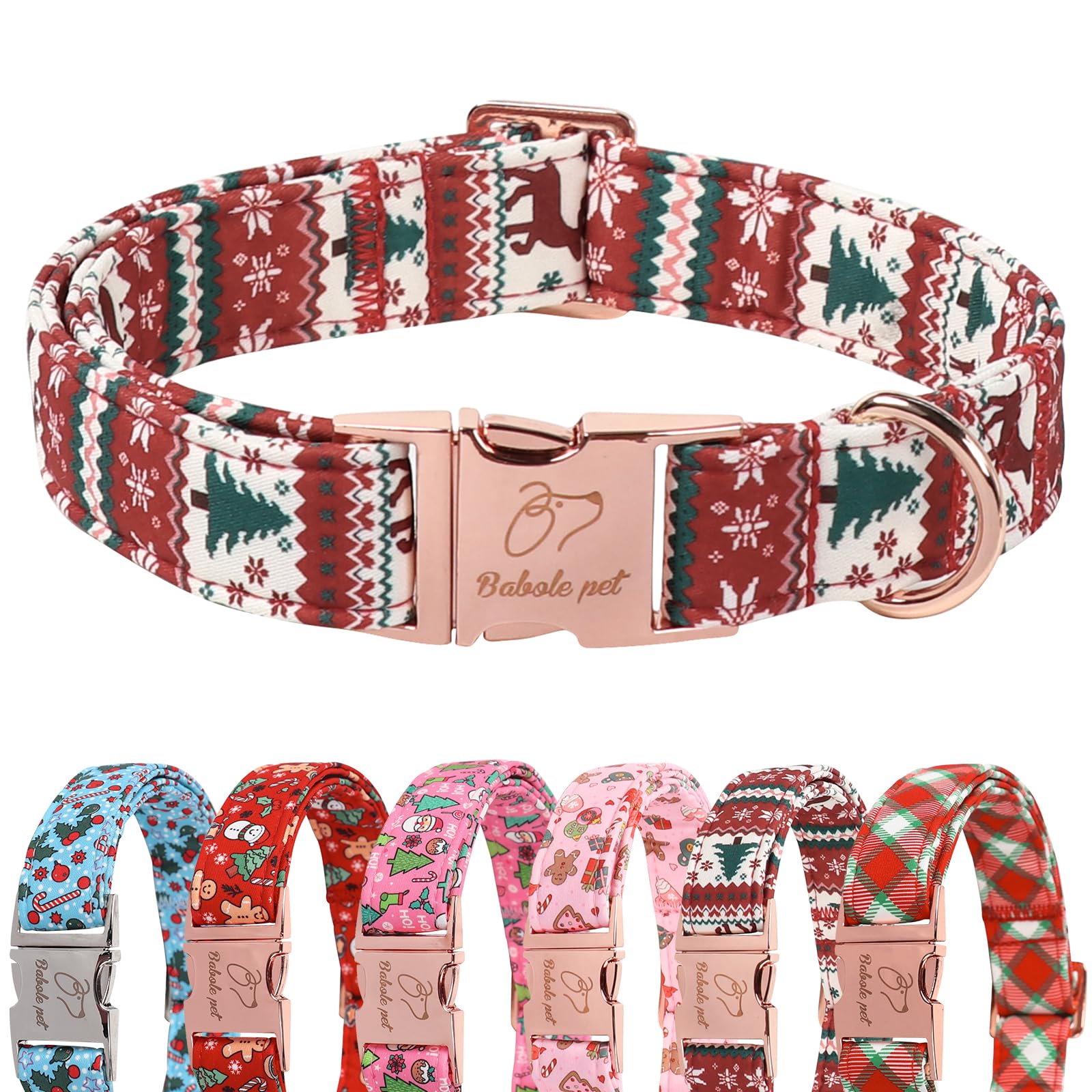 Collier de Noël pour chiens de grande taille - Boucle métal et finitions L