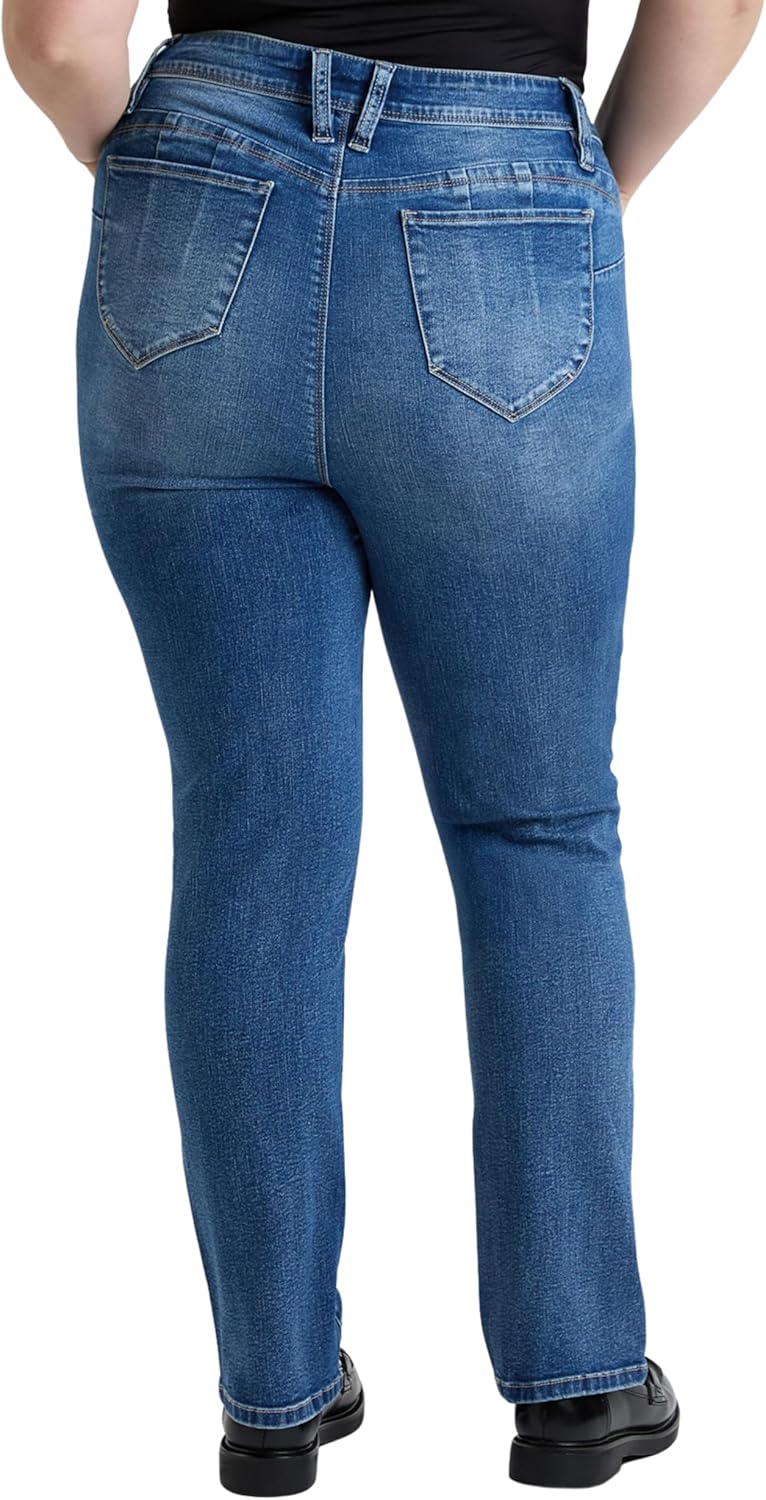 Royalty For Me Womens Women's Plus High Rise Curve Confidence Wannabettabutt Straight Leg Jeans, Xp024175 - Image 3