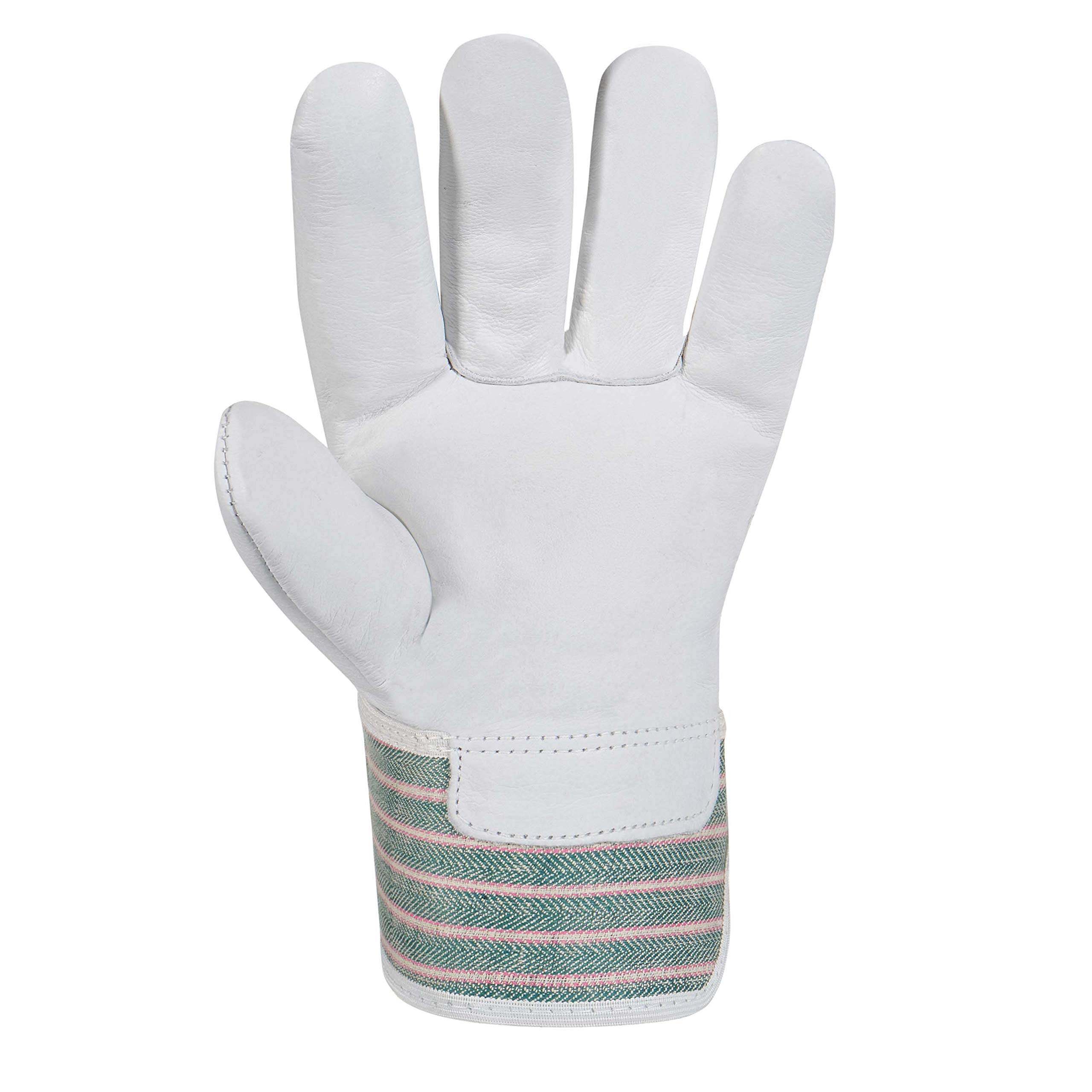(120 Paar) teXXor Handschuhe Rindvollleder-Handschuhe MONTBLANC I 120 x Leder Natur/Drell grün-rot-gestreift 8