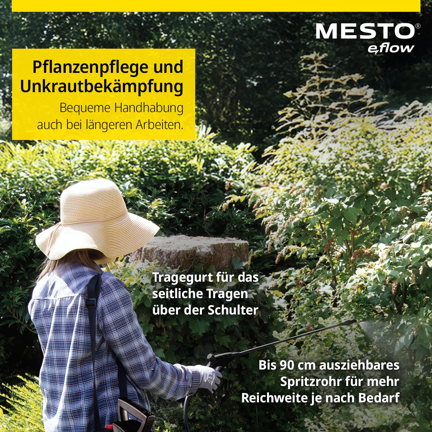 Mesto e.flow e.Veris Akku-Drucksprühgerät 5L | Akku Drucksprüher 2,2 bar | Akku Sprühgerät | Pumsprühflasche für Haus & Garten | Drucksprüher elektrisch | Pflanzensprüher | Gartenspritze & Unkrautspri