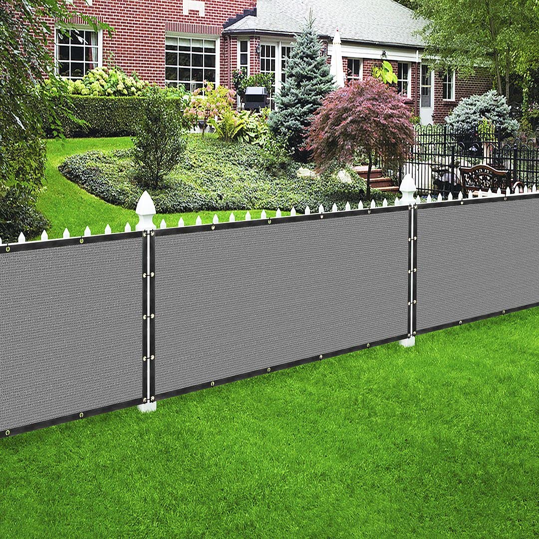Houssity Grey 7' x 25' Fence Privacy Screen Cover Panel Shade Cloth Fabric for Chain Link Fence Patio Pool Driveway Walkway Construction Project Playground Outdoor Events