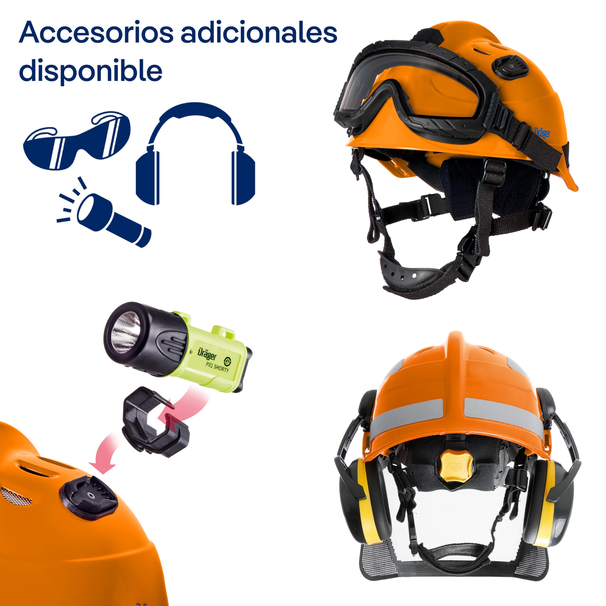 Casco de Seguridad Ajustable Dräger HPS 3500 Premium para Obras, minería, Bomberos y Operaciones de Emergencia.