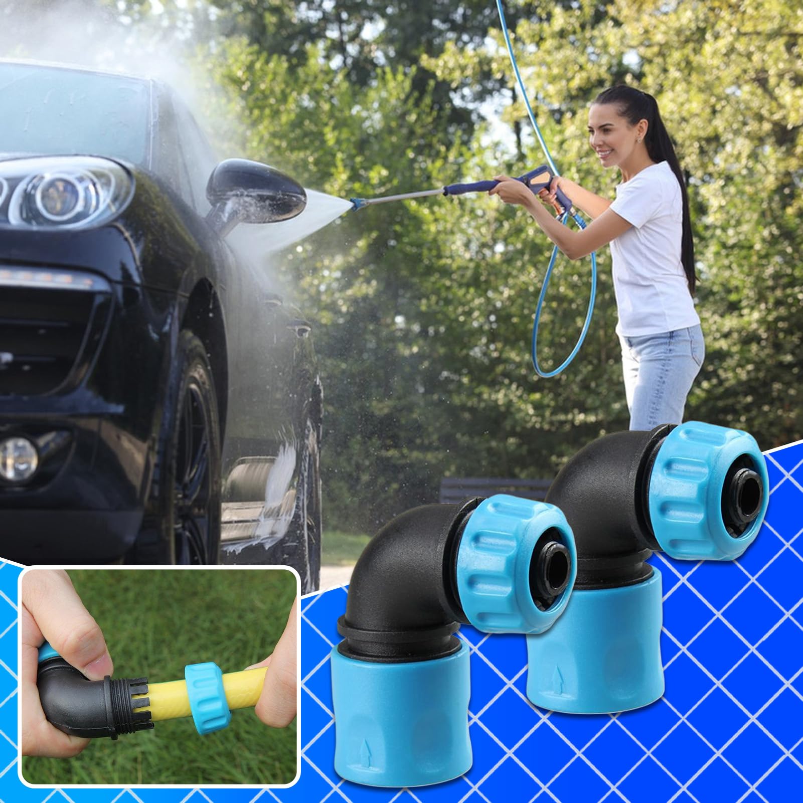 Raccordo Tubo Di Irrigazione, Parti Di Tubo Di Irrigazione, 2 X Divisore Rapido Rubinetto Acqua Con Ugello Ad Angolo Di 90 Gradi Per Di Irrigazione Prato Cucina