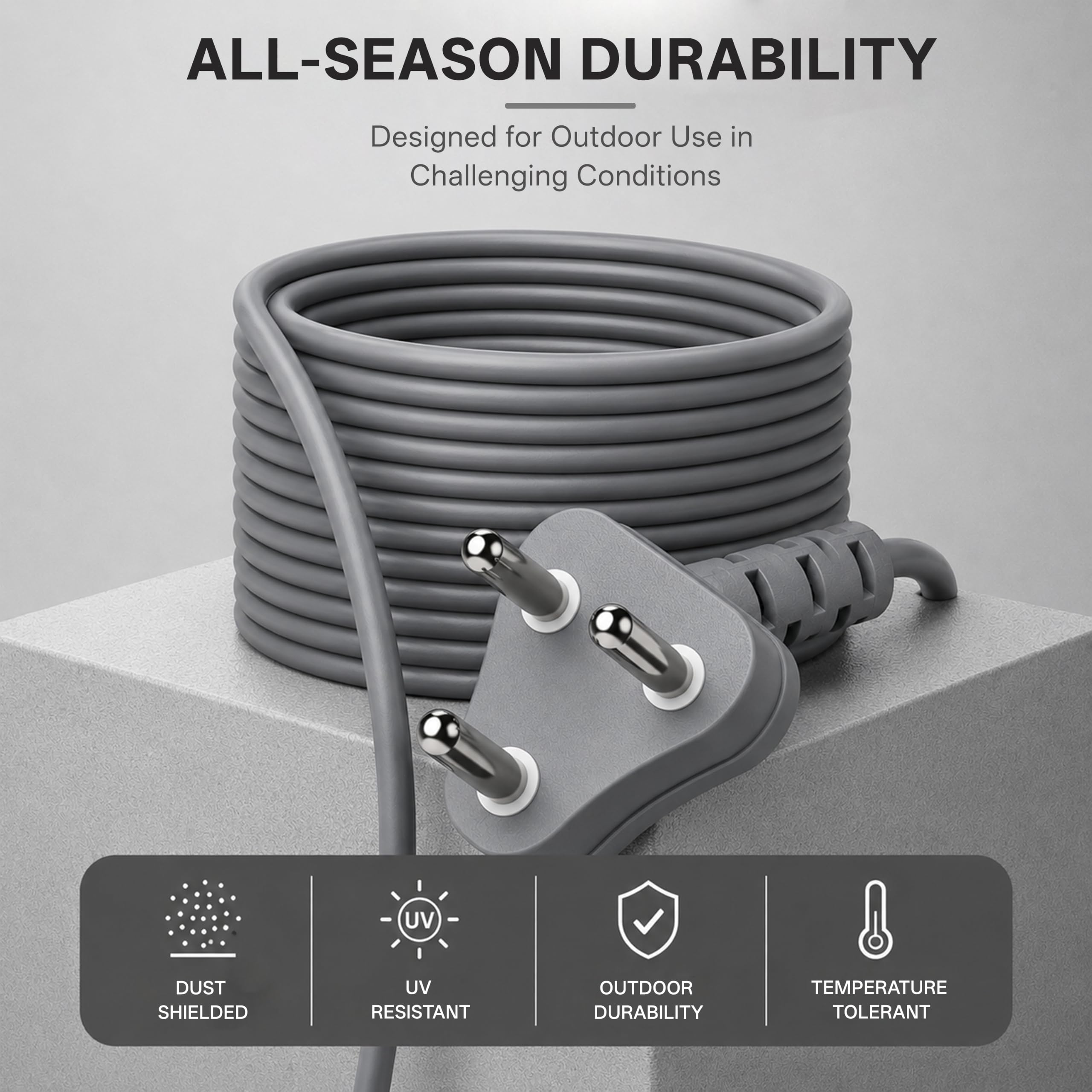 Rapoo E10,10m Long 18AWG Heavy Duty Male to Female 3 Pin Power Extension Cord for Heavy appliances, 10amp Indoor Outdoor Wire Extender Power Cable for appliances, Electronics & Power Tools, Dark Grey — Amazon image 4