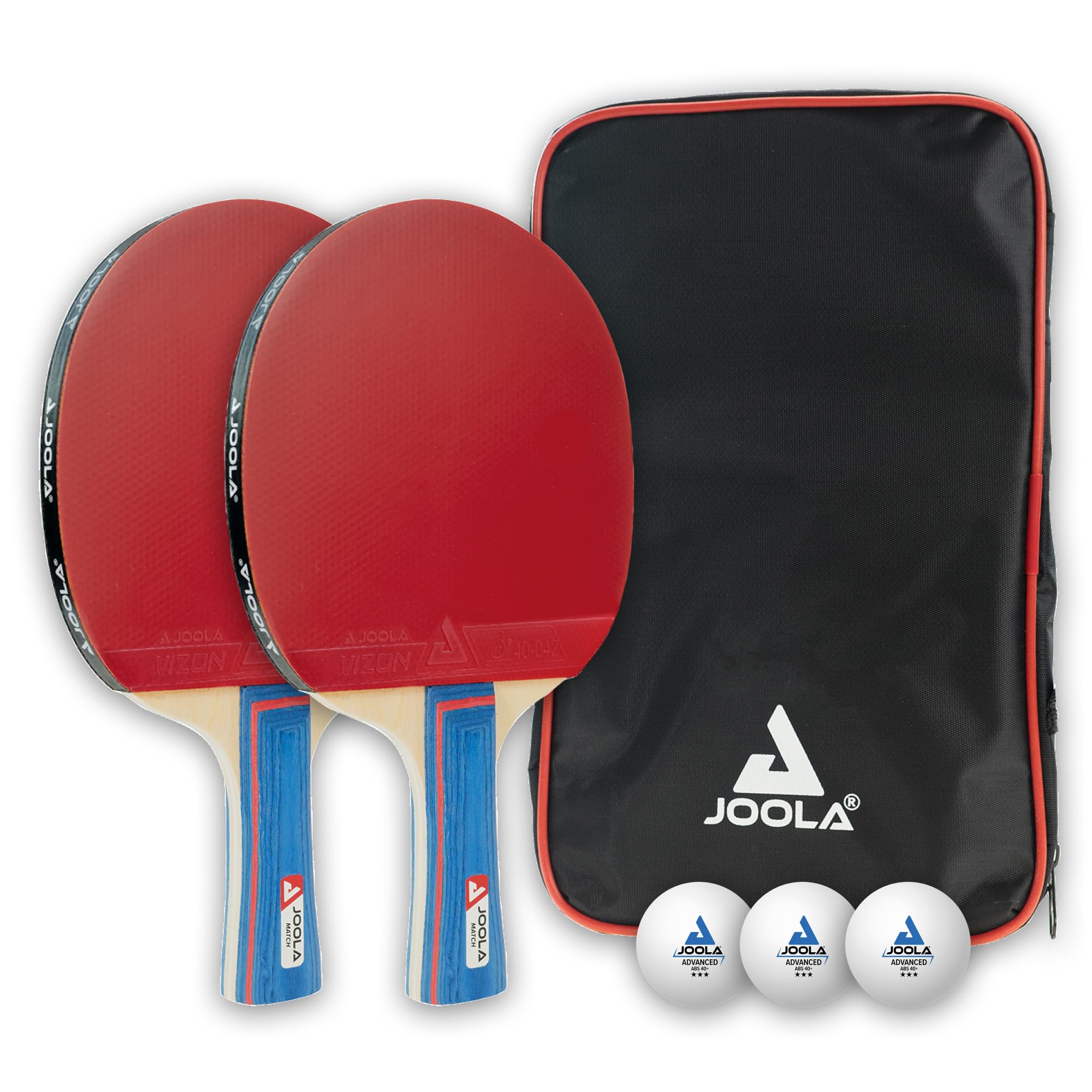 JOOLA Set de Ping-Pong Duo - 2 Raquettes + 3 Balles + Housse, 6 Pièces, Homologué ITTF