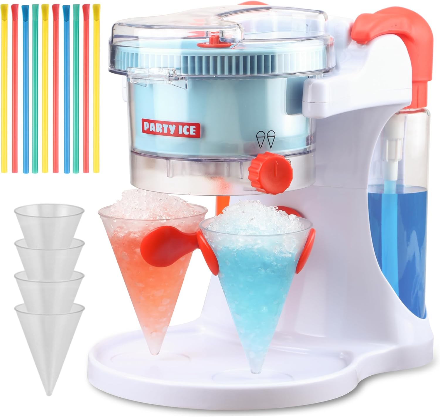 Party Ice Snow Cone Machine Kit, Double Port Shaved Ice
