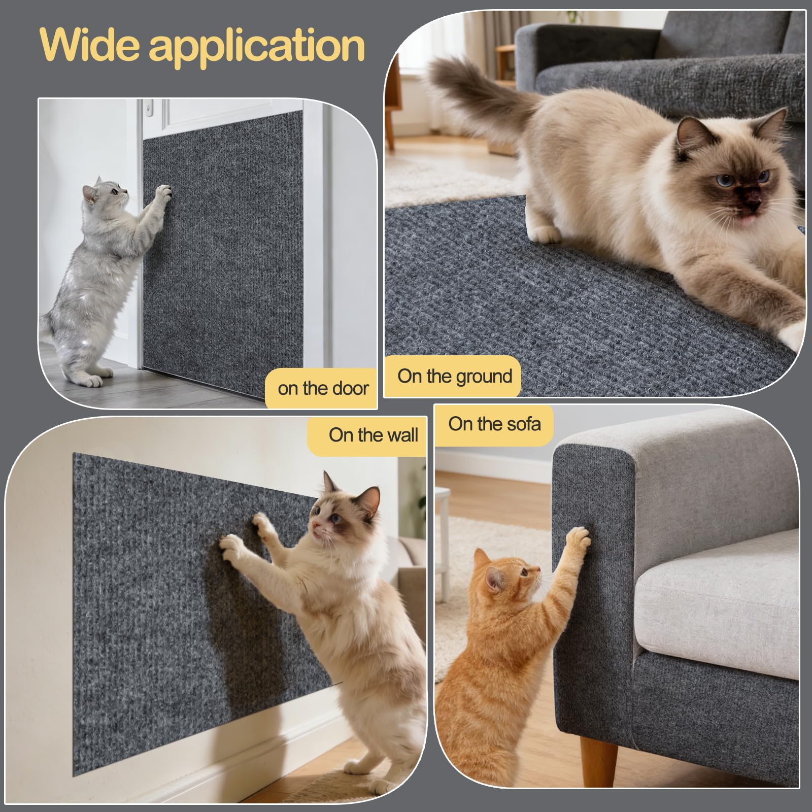 Alfombra Rascador para Gatos Autoadhesiva (200x30cm), Protector Sofá Gatos Antiarqueo Gris Oscuro, Tapete de Escalada DIY Recortable para Pared, Muebles y Repuesto de Árbol de Gato (Grosor 4mm)