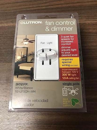 Lutron S2-LFSQH-WH Dual Slide-To-Off Fan & Light Controls