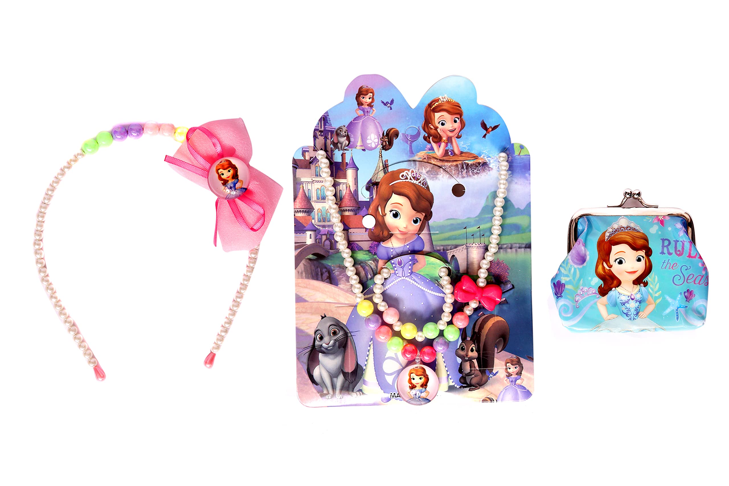 4 Seasons Baby Girls Jewellery Set Kit for Princess Sofia Mickey Minnie fans Purse Hairband Bracelet Rubber Bands (Pack Of 2) (B08HM6F4HN) Amazon Price History, Amazon Price Tracker