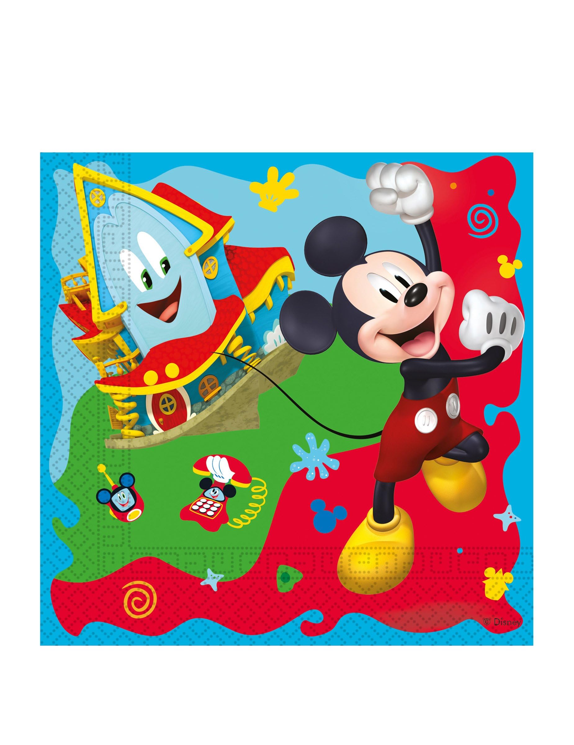 Procos 93824 Disney Mickey Rock the House FSC Paper Napkins (33 x 33 cm, double veil), Pack of 20, multicolour