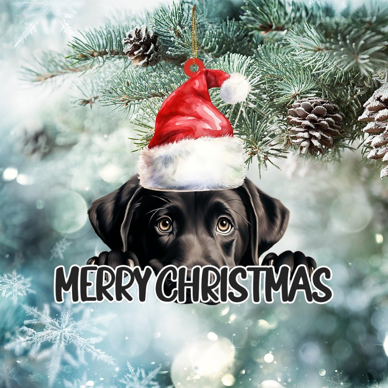 Vectorportret Van Een Labrador Retriever Hond Met Een Kerstmuts En