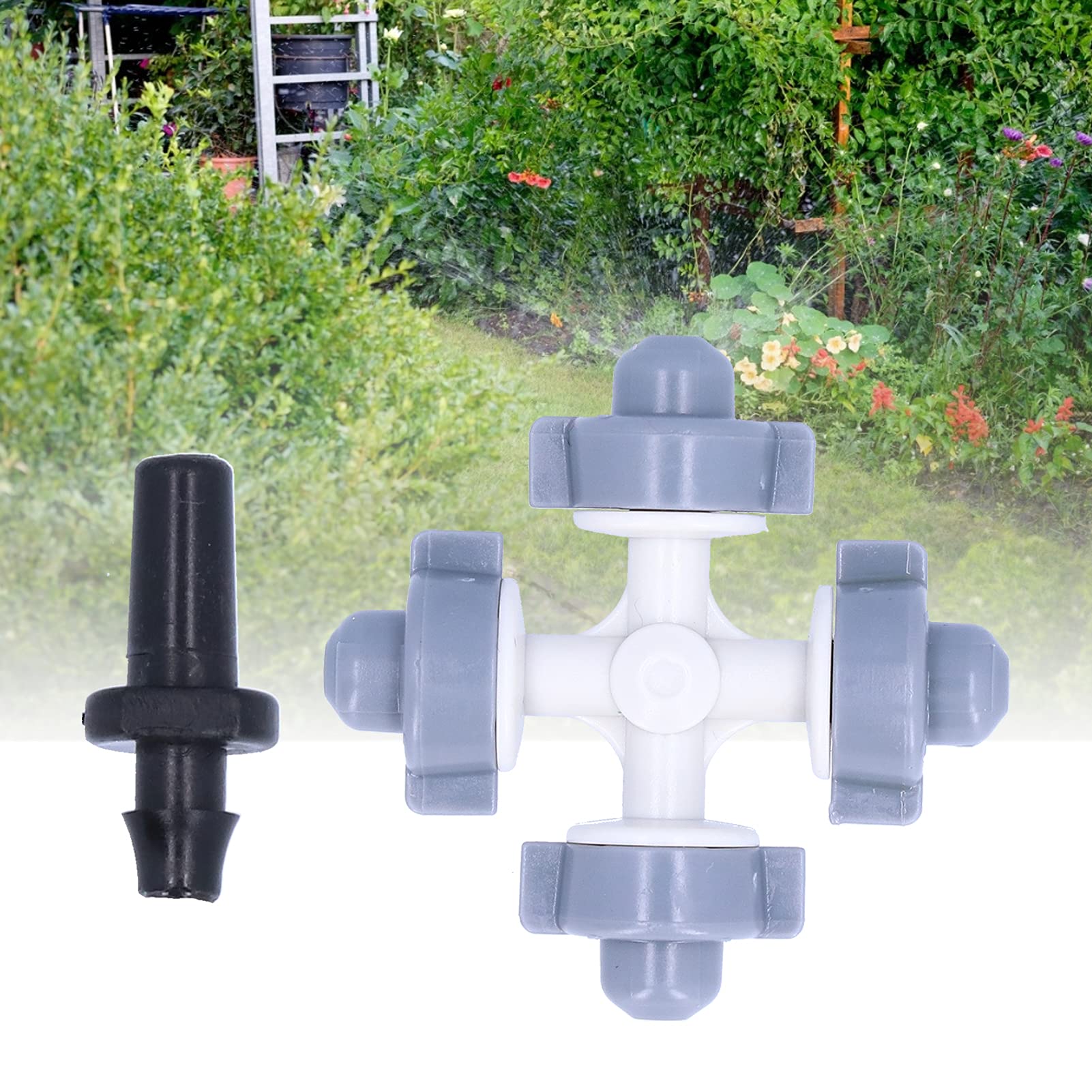 50 Set Ugello nebulizzatore, Ugello spruzzatore a 4 uscite, Ugello nebulizzatore per irrigazione da giardinaggio, Accessorio per irrigazione con irrigatore sospeso