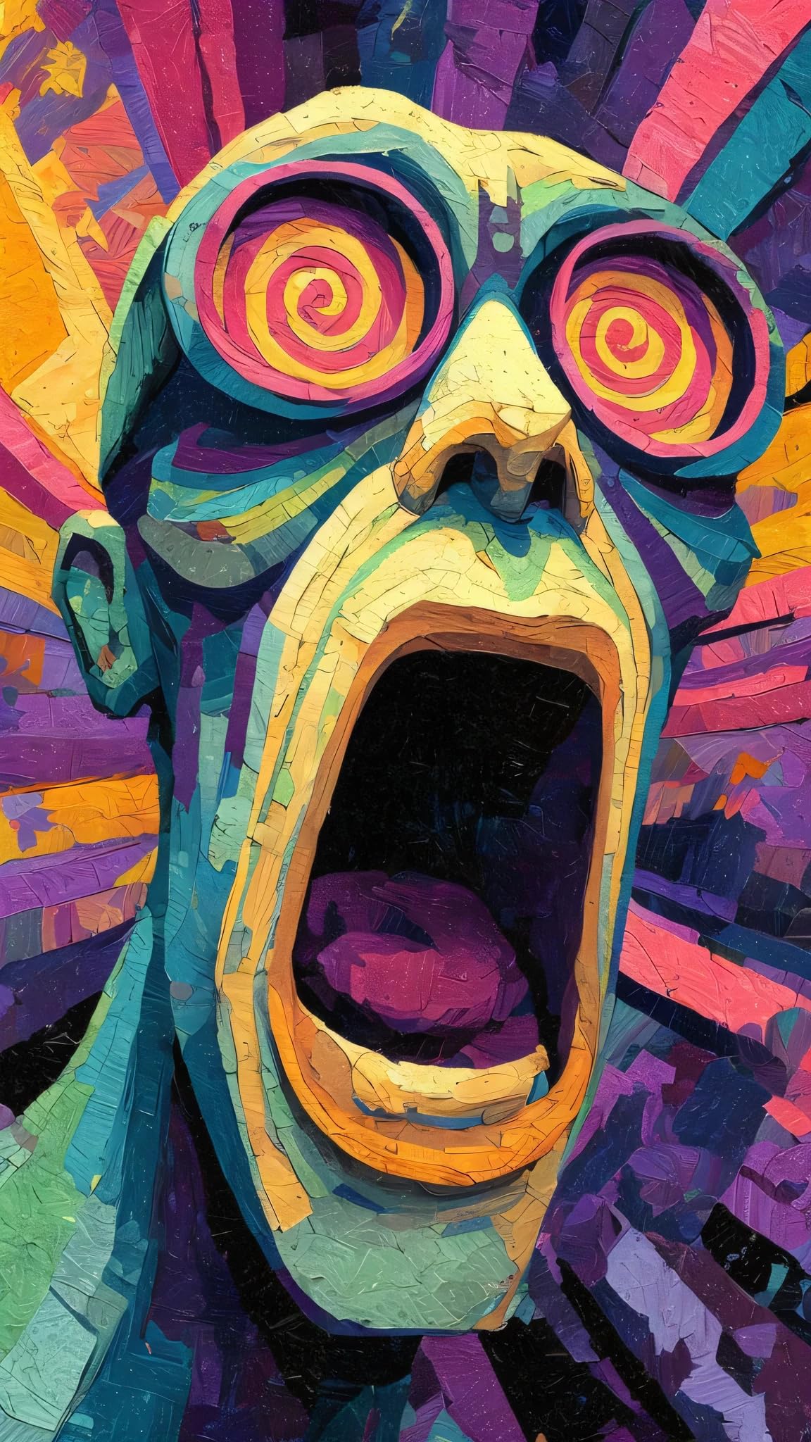 ARTGOTO Paint by Numbers for Adults, Psychedelic Screaming Face DIY Acrylic Painting Kit, Large 15.7x27.5inch/40x70cm Canvas, Colorful Pop Art Wall Decor, No Frame