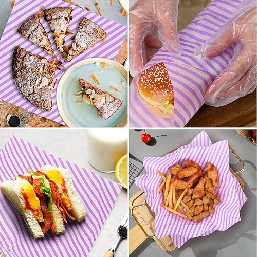 Miniatura 5 de GeeRic Hojas de papel encerado de 12 x 12 pulgadas, 100 forros para cestas de alimentos para sándwiches, hamburguesas, envoltorios de alimentos