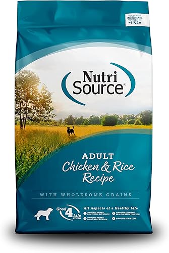 Miniatura 10 de NutriSource Alimento para perros adultos, hecho con pollo y arroz, con granos saludables, 15 libras, alimento seco para perros