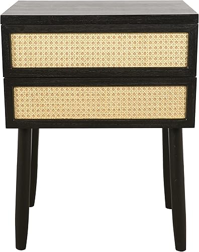 Decor Therapy Trenton - Mesa auxiliar de madera y ratán con 2 cajones, color marrón