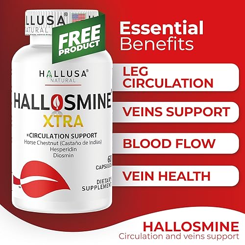 Miniatura 2 de Crema Hallosmine para venas, paquete de 2 + diosmina extra de hallosmina gratis + castaño de indias y hesperidina, circulación de piernas, soporte