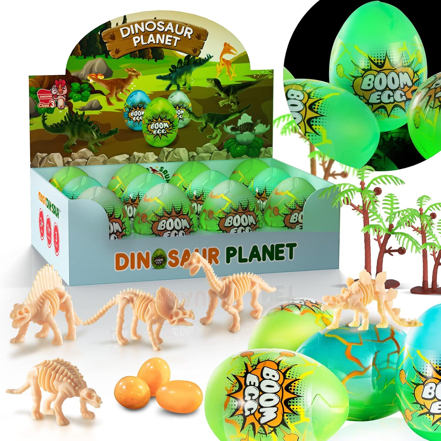 TEMI 12 Pack Jumbo Dinosaur Toy Eggs for Boys and Girls 35