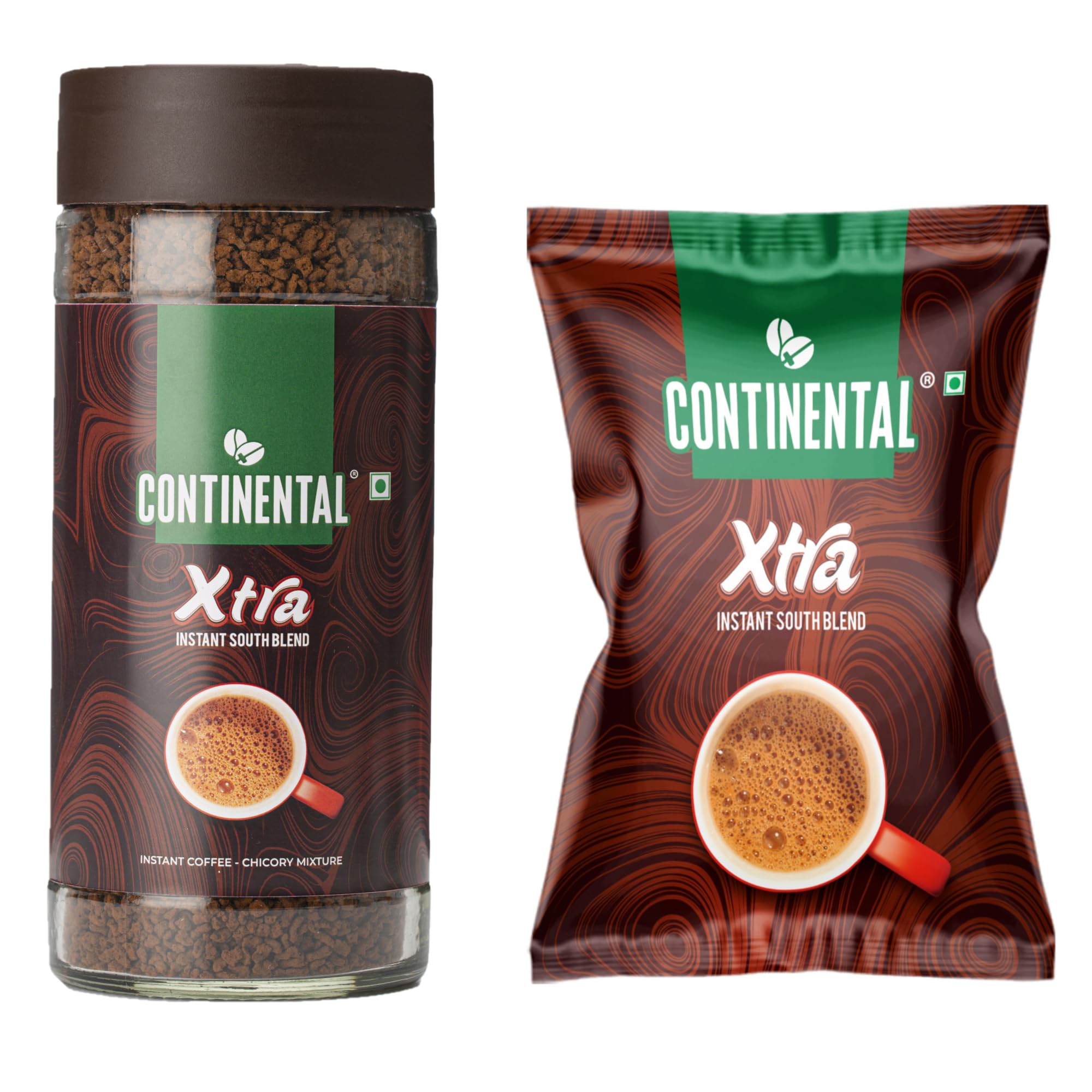 Continental Coffee Xtra Instant Coffee Powder - 100G Jar + 100G Refill Pouch Combo | Strongest Coffee | 200 Gram