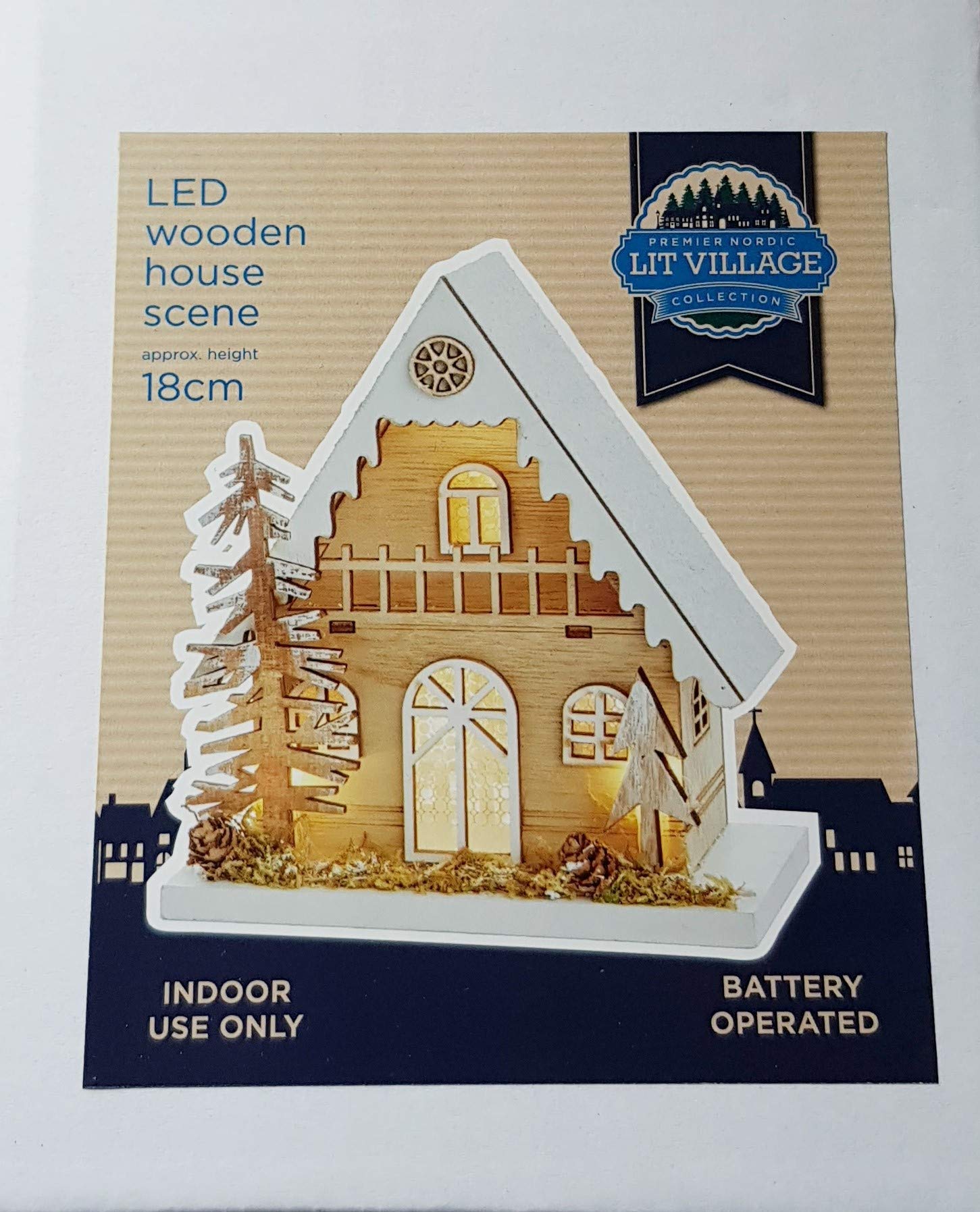 Premier Decorations Limited Premier Wooden Light Up Christmas House Scene from B&Q