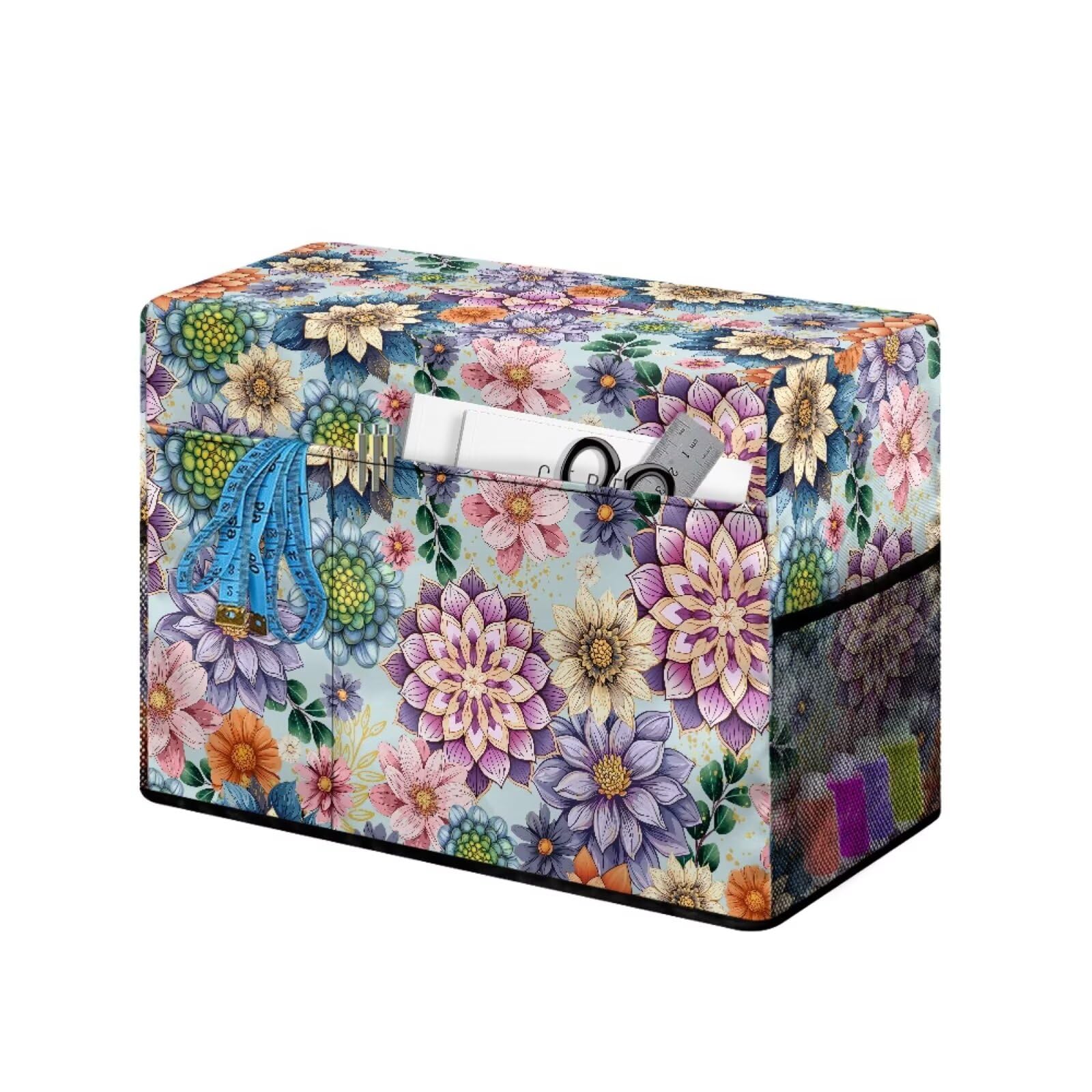 Jeiento Bright Blossom Flowers Sewing Machine Cover with Pockets Dust Cover Compatible with Most Standard Sewing Machines Universal Fit - Image 3