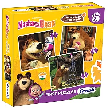Frank Masha and The Bear First Puzzle | Set of 3 Jigsaw Puzzles (15 Pieces Each) for Kids Above 3 Years | Fun, Challenging & Educational Puzzle Games | Brain Booster Toys for Focus & Gifts for Kids - image, photos