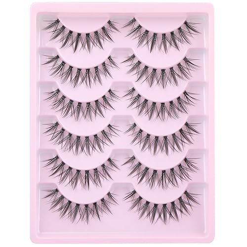 Miniatura 6 de Pestañas postizas de aspecto natural, pestañas postizas de banda transparente, pestañas asiáticas coreanas para cosplay, pestañas de imitación de