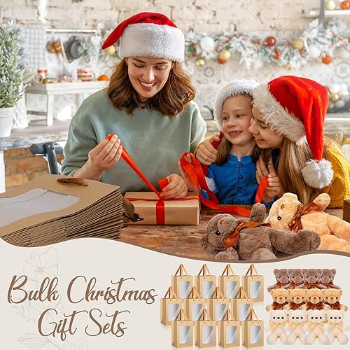 Miniatura 4 de Shappy Paquete de 12 osos de peluche de regalo con bolsas de papel de 12 pulgadas, osos de peluche para niños y niñas, oso suave a granel en