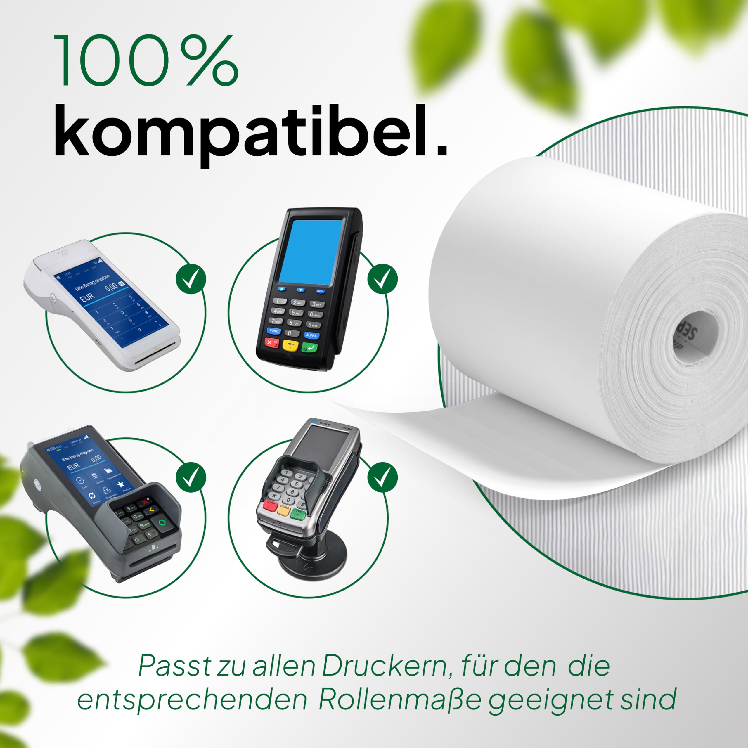 Coreless 50× EC-Thermorollen 57 mm × 40 m – SEPA-Aufdruck, kernlose Kassenrollen ohne Plastik – passend für gängige EC-Kartenterminals (z. B. Ingenico, Verifone, CCV, SumUp)