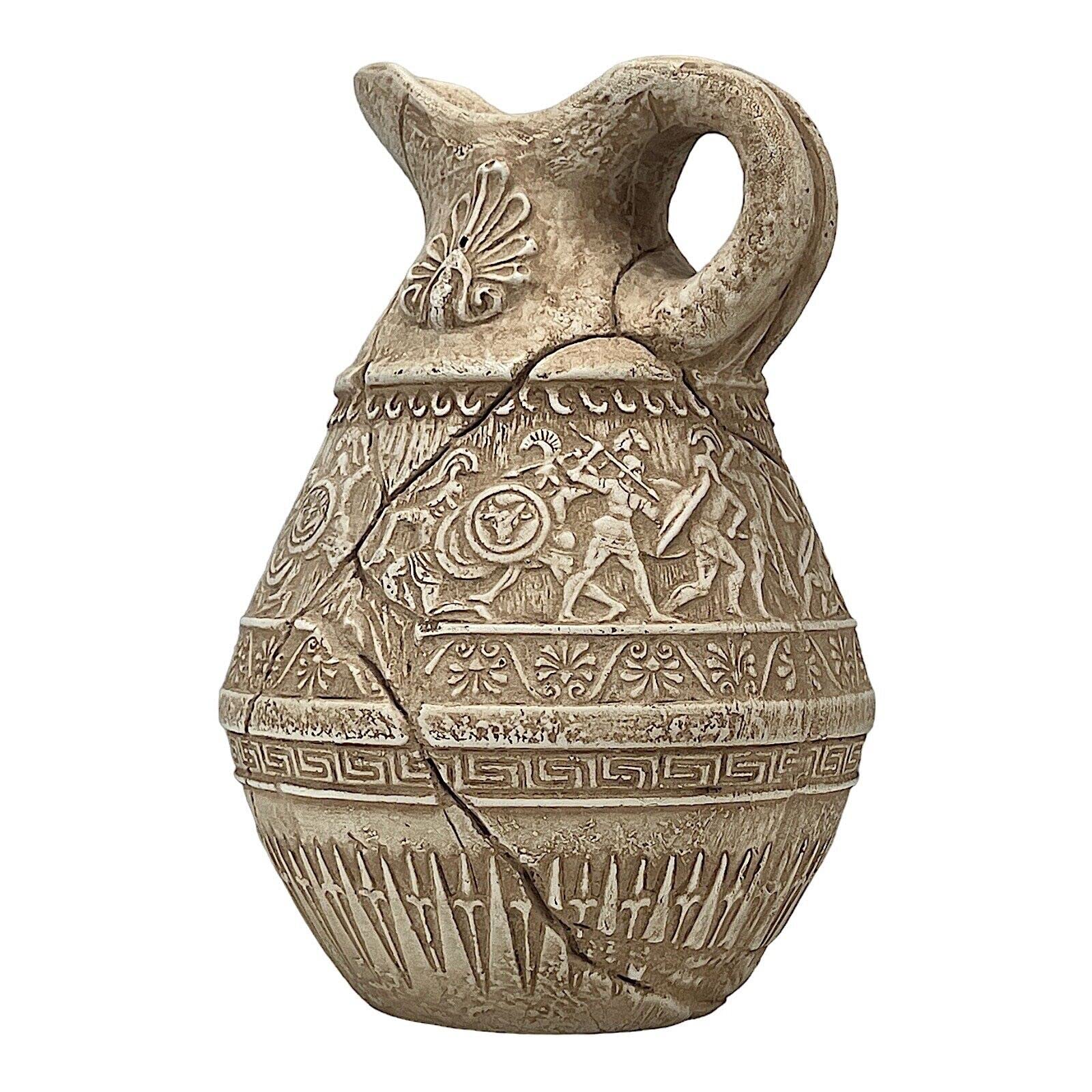 Jarrón de batalla de guerra en tarro de cerámica romana griega antigua decoración del hogar, terracota