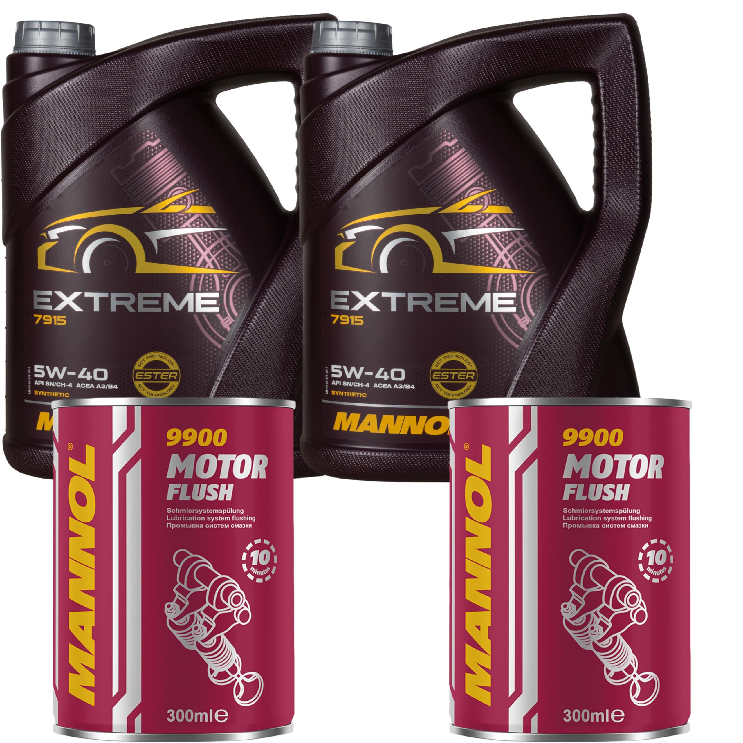 Aceite de motor 10 L Mannol Extreme 5W-40 2x Motor Flush ADDITIV