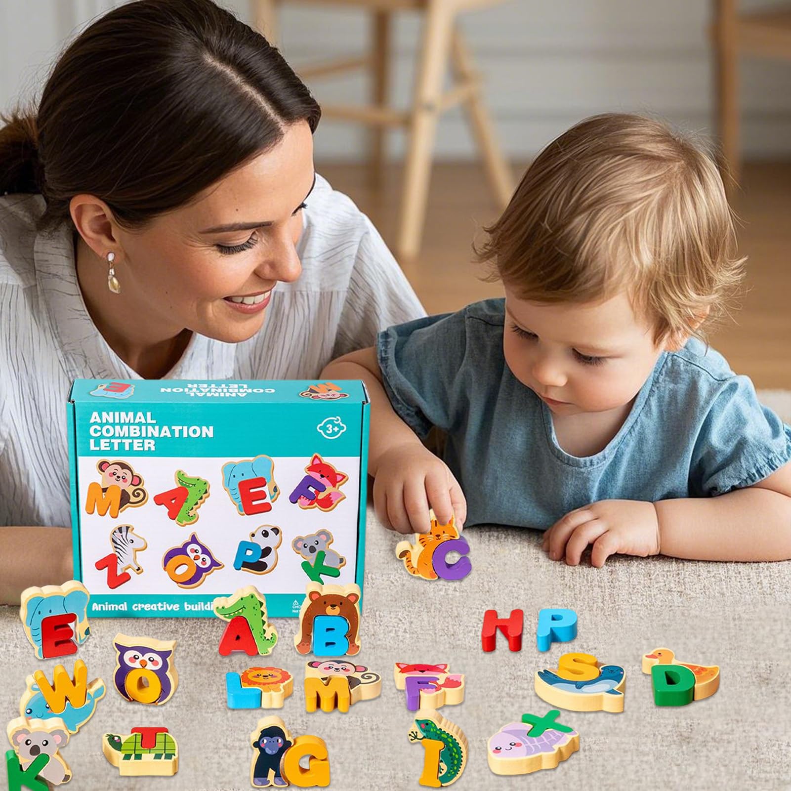 Puzzle Alfabeto Per Bambini - Giochi Educativi Animali In Legno | Gioco Didattico Unisex Per Età 3+ Anni Casa Scuola Viaggi Interni Esterni