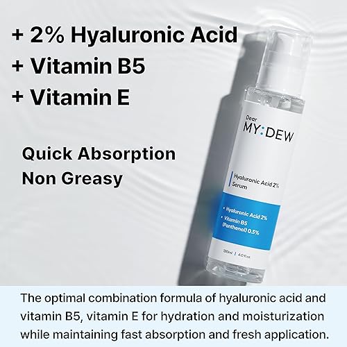 Miniatura 10 de DearMYDEW Suero de ácido hialurónico al 2% con vitamina B5, hidratación intensa, hidratante, antienvejecimiento, reduce las líneas finas y arrugas,