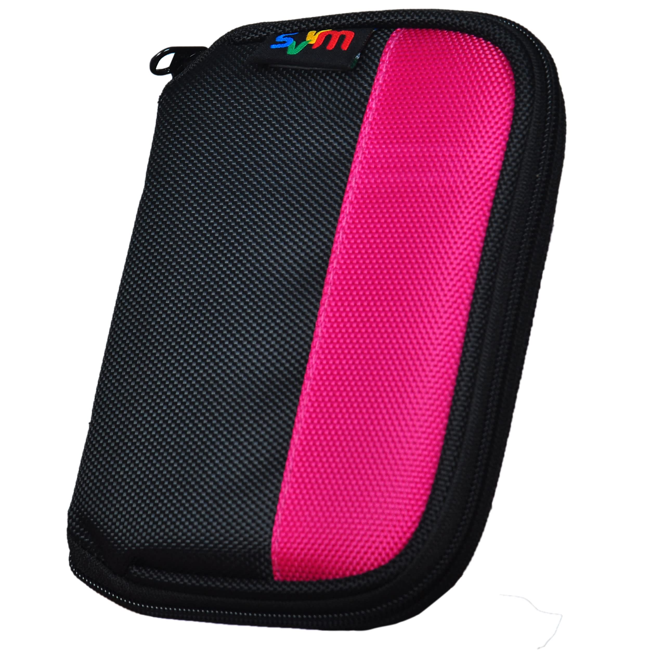 SVVM External Hard Disk Pouch for 2.5inch Seagate | Western Digital | Toshiba | Sony | USB Cable | Power Bank | Mobile Charge | Earphone | Earbuds | Case Cover Portable Storage (Pack 1, Black Pink)