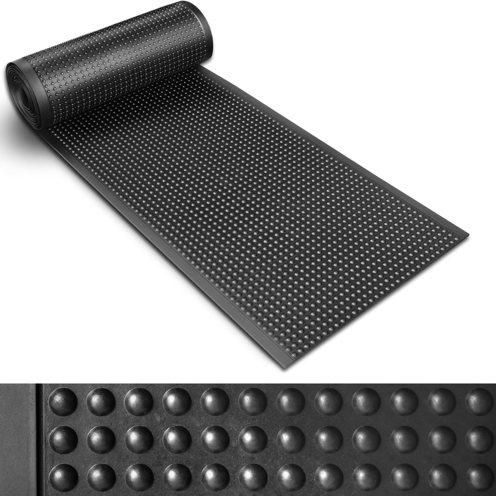 etm Tapis Anti-Fatigue au Metre | Tapis Caoutchouc antidérapant | Anti-Fatigue | Revêtement Sol Caoutchouc en Rouleau Usine etc. | 90x300cm - Noir