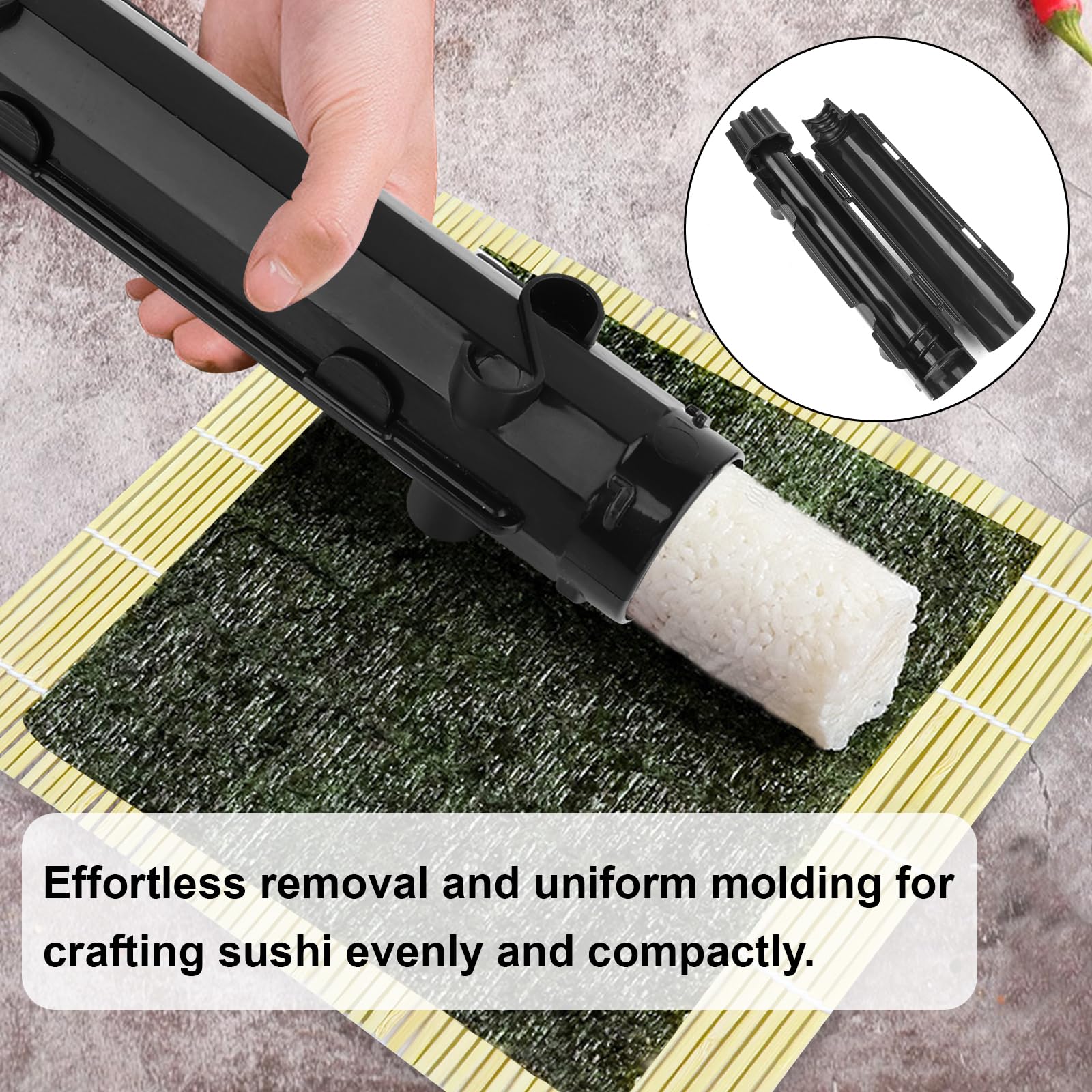 Kit Sushi Fai Da Te 6 Pezzi - Con Stampo Onigiri, Tappetino Di Bambù, Sushi Roller, Per Principianti E Cucina Casalinga - Foto 7