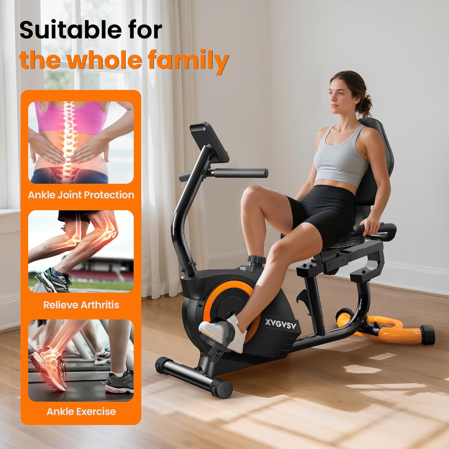Whisper-Quiet Home Recumbent Bike: Adjustable Comfort & 16 Resistance Levels...