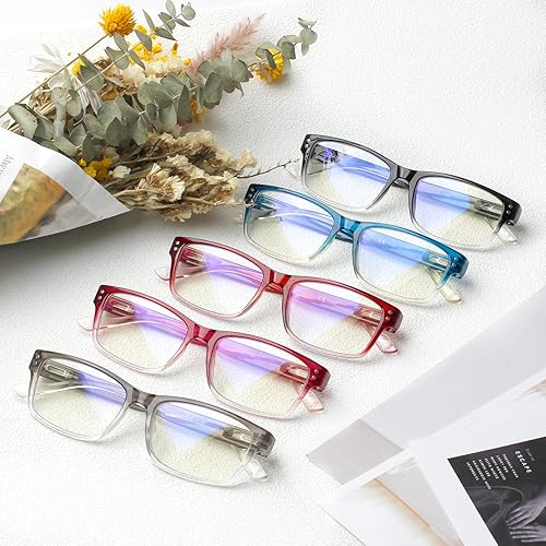 Miniatura 2 de JOSCHOO Paquete de 5 lentes de lectura con bloqueo de luz azul, antifatiga ocular, lentes de lectura para computadora para mujeres y hombres
