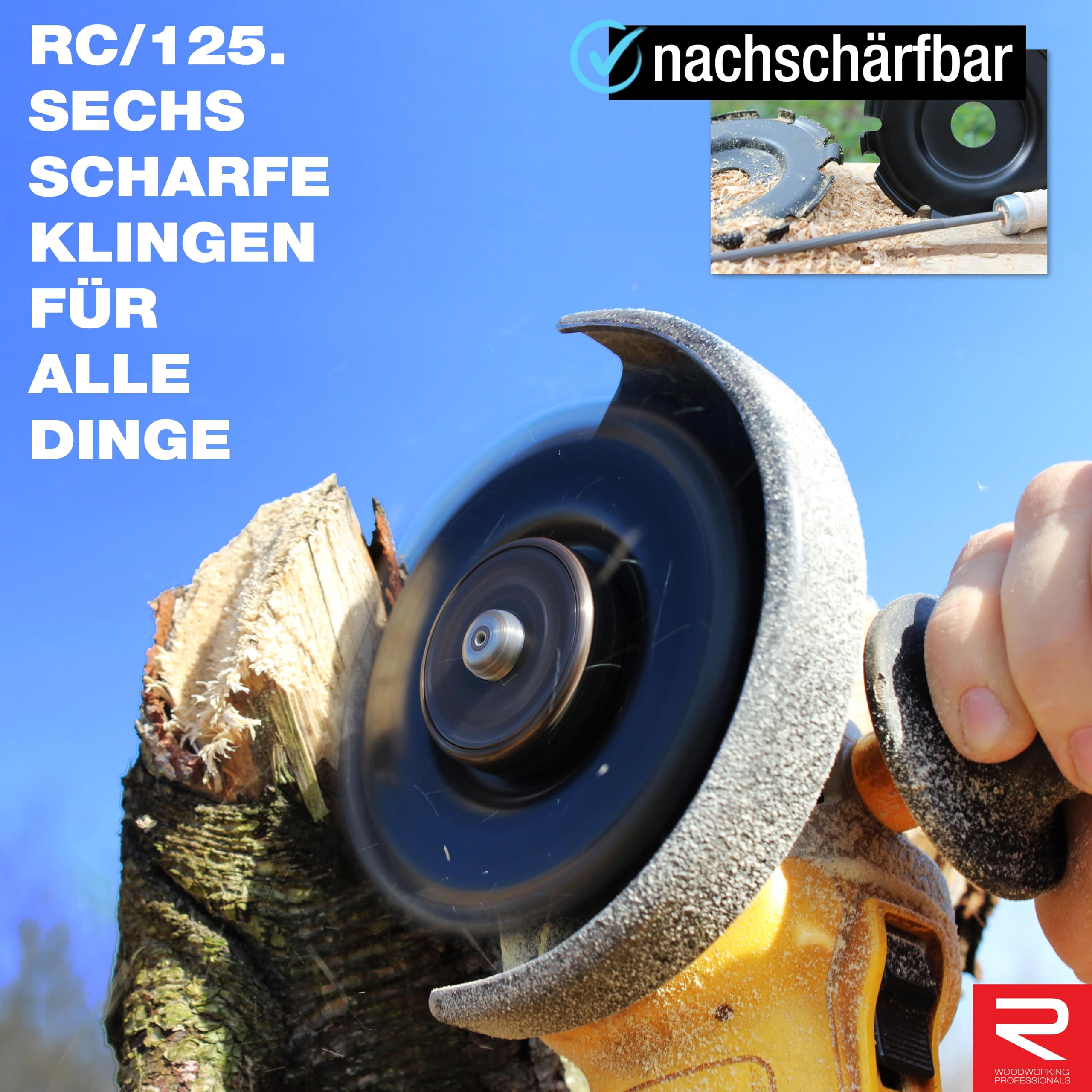 ROTAREX Profi-Schnitzscheibe für Holz (Hart und Weich) - Holschnitzscheibe aus Schwedischer Hartstahl - Ø 125 mm x 22,2 mm