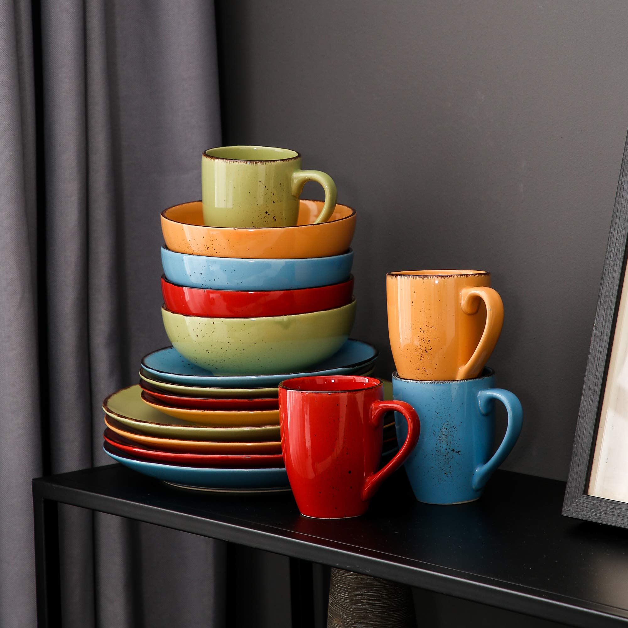 Set Piatti Vetro Opalino 12 Pezzi - Piatti Piani, Dessert E Ciotole, Nero, Lavabile In Lavastoviglie - Foto 4