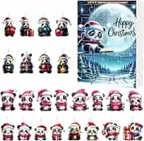 Adventskalender Mit 24 Panda-Anhängern – Für Weihnachtsbaum, Tür & Deko | Acryl, Transparent, Mit Aufhängeschnur