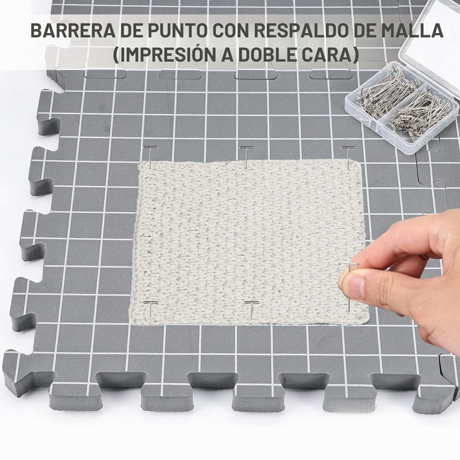 Juego de 9 alfombrillas de bloqueo,Almohadillas De Ganchillo Extra Gruesas,para tejer tablas de bloqueo extra gruesas con rejilla,100 Puntadas t,Para Proyectos De Ganchillo y Fieltro,Gris