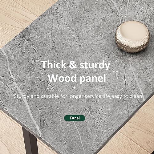 Miniatura 4 de Mesa auxiliar en forma de C para sofá, mesa auxiliar estrecha de mármol sintético, moderna Simplicity Nd con marco de acero, pequeña mesa de