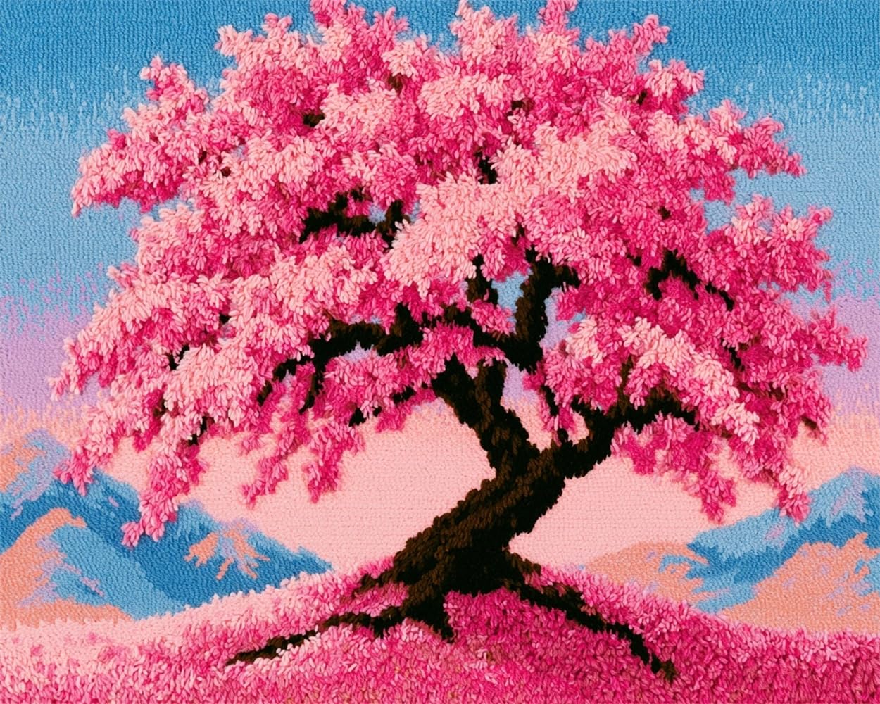 FWRTYCB Latch Hook Rug Kit,Cherry Blossom Tree