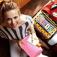 Vista 5 de Geetery Bolsa de Medicina con Parche de Letra de Chenilla Bolsa de Medicamentos de Nylon Portátil Estuches de Maquillaje de Viaje Parche Preppy