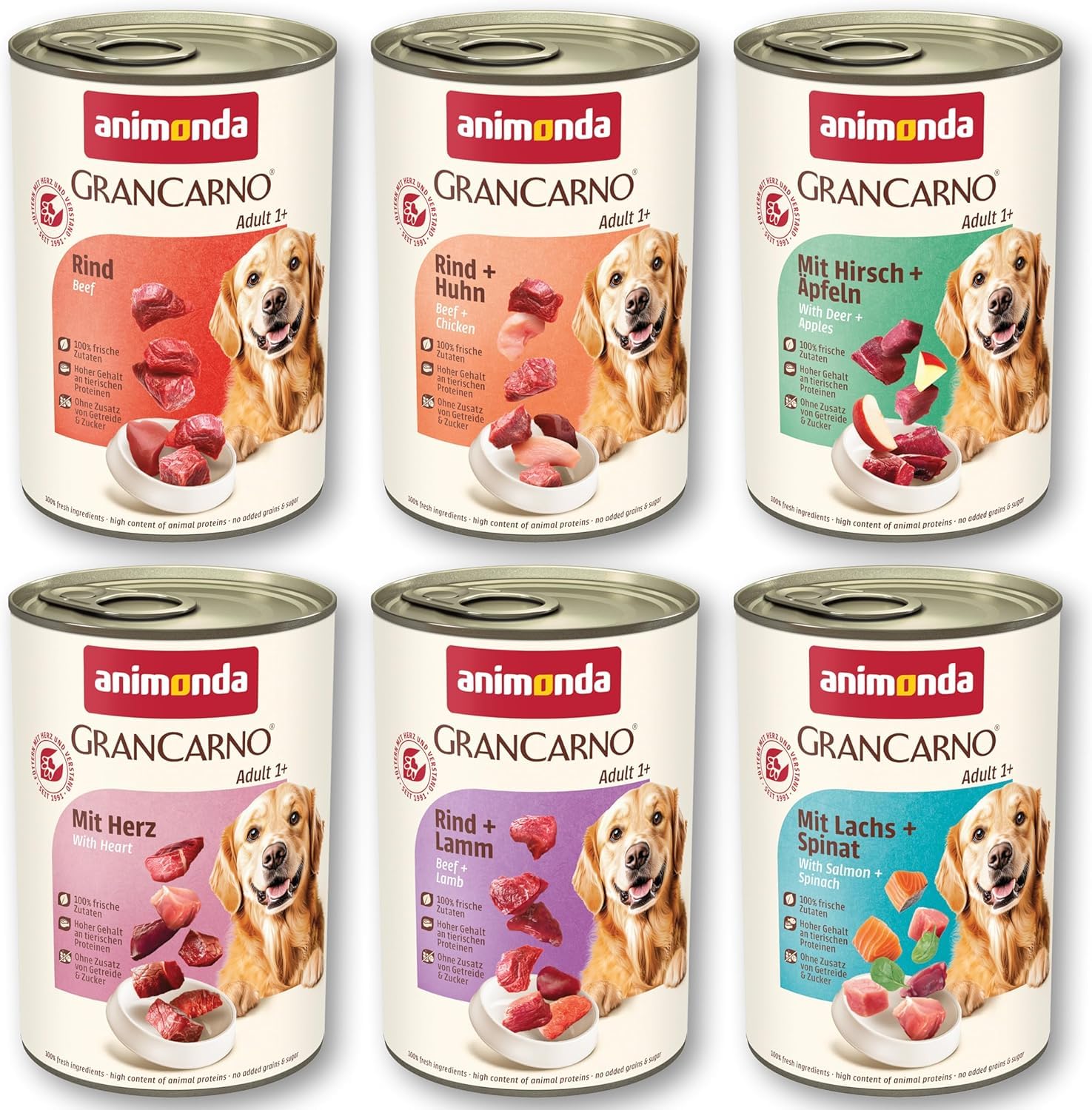 animonda GranCarno Comida para Perros Adultos húmeda, Comida húmeda para Perros Adultos Variante II 1 x 6 x 400 g
